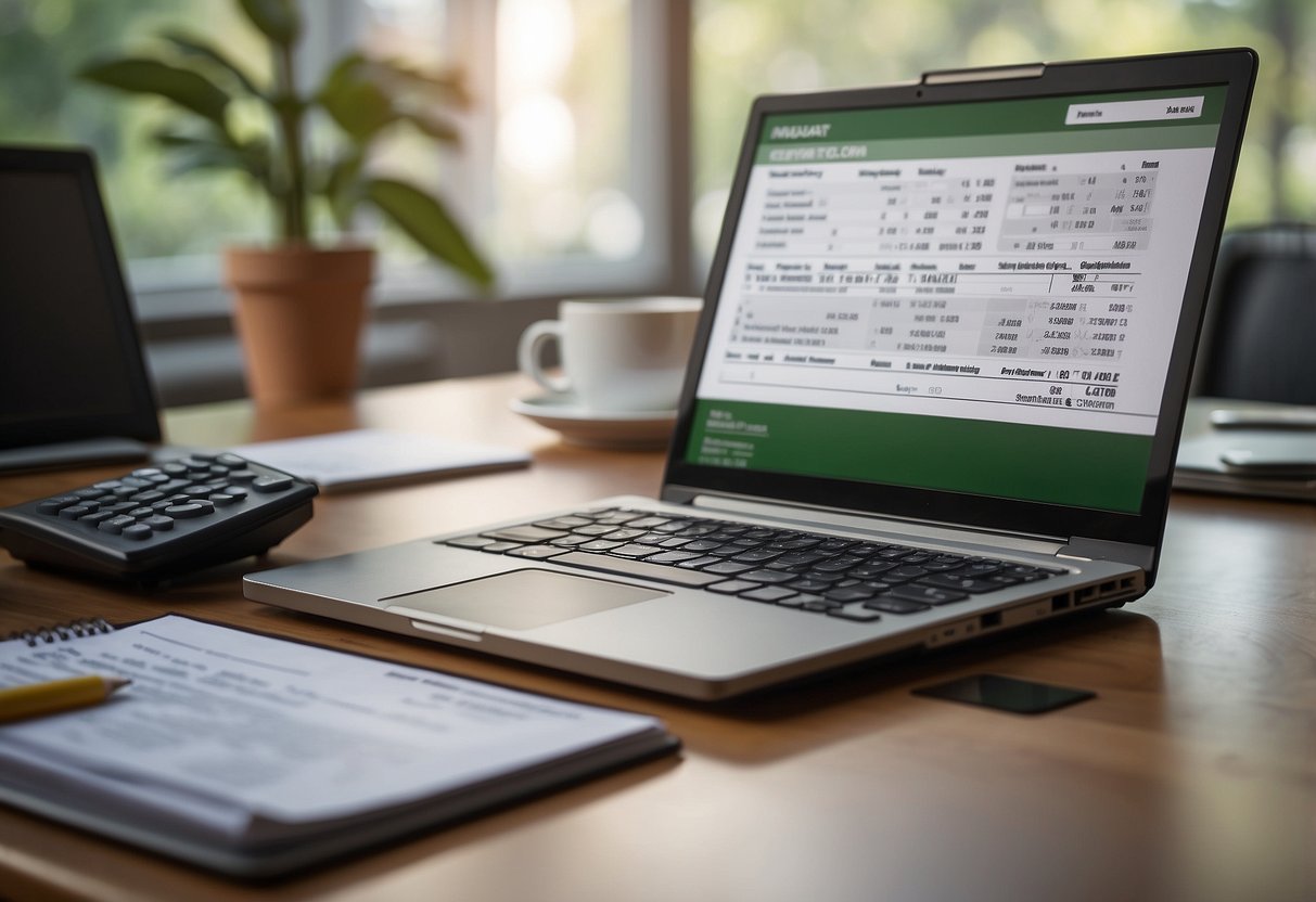 Un bureau avec un ordinateur portable, un carnet et une tasse de café
