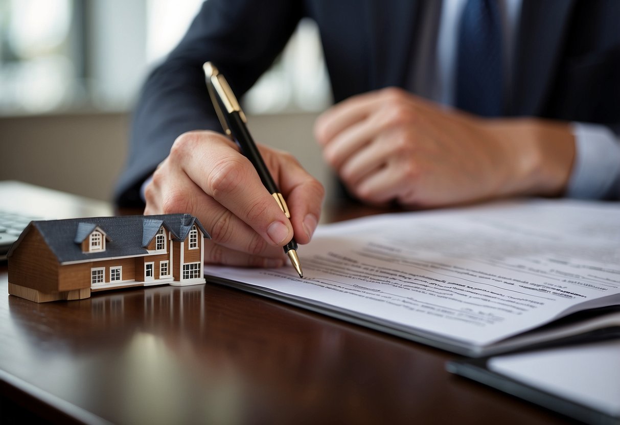 Une personne signant un prêt immobilier dans le cadre d’un dispositif de portage salarial.
